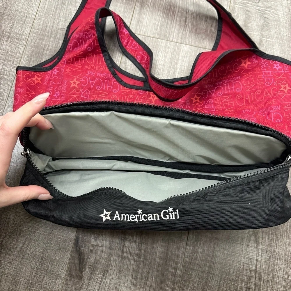 American Girl Red and Black 2 Doll Carry Tote Bag